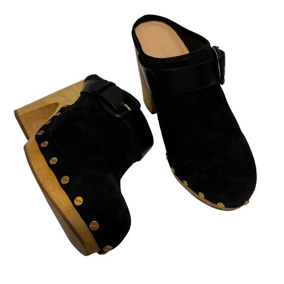 Brand New Veronica Beard Dacey Black Suede Clog Mules Size 9 - Picture 10 of 13